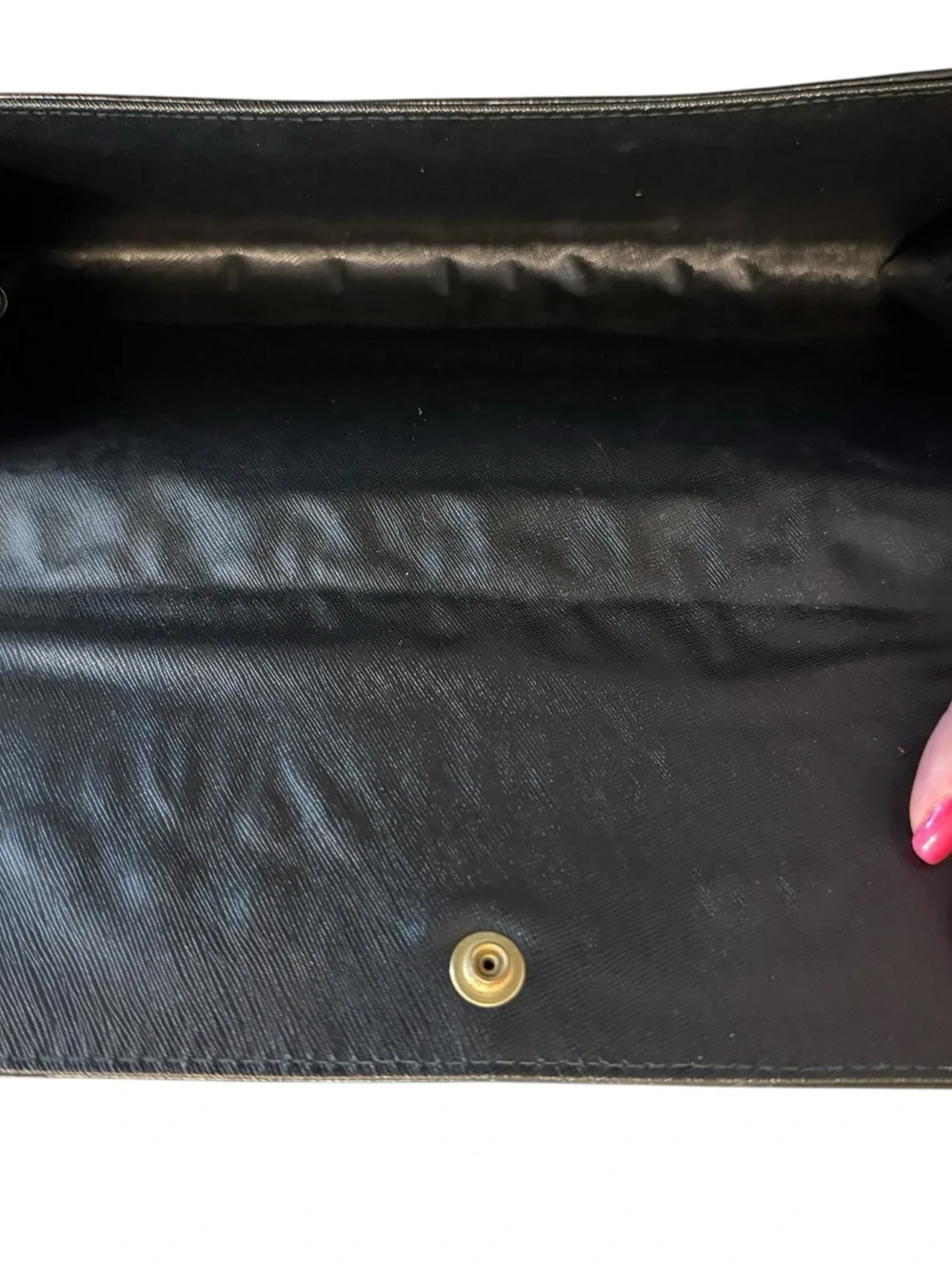 Classic Vintage Black Leather Clutch - Sleek and Minimalist